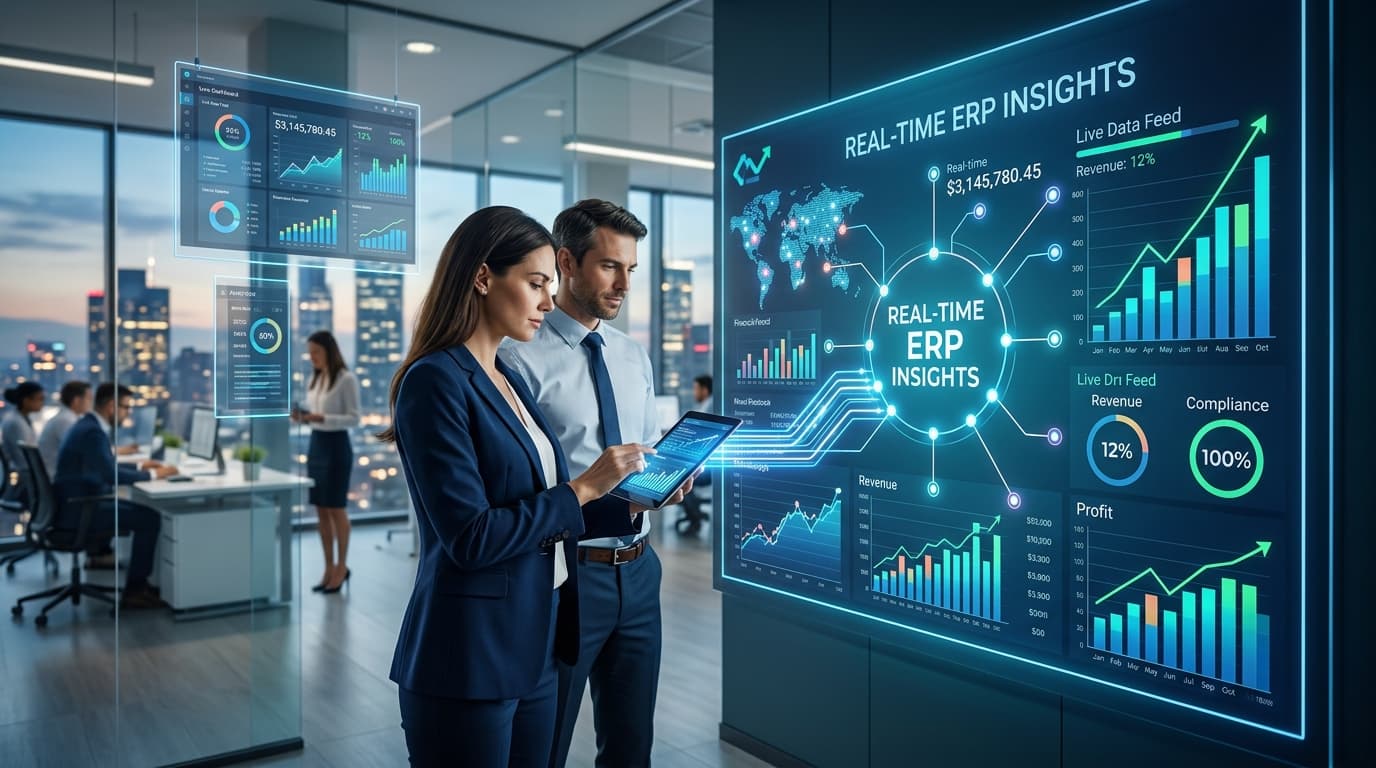 Dashboard de reportes financieros en tiempo real en un sistema ERP integrado